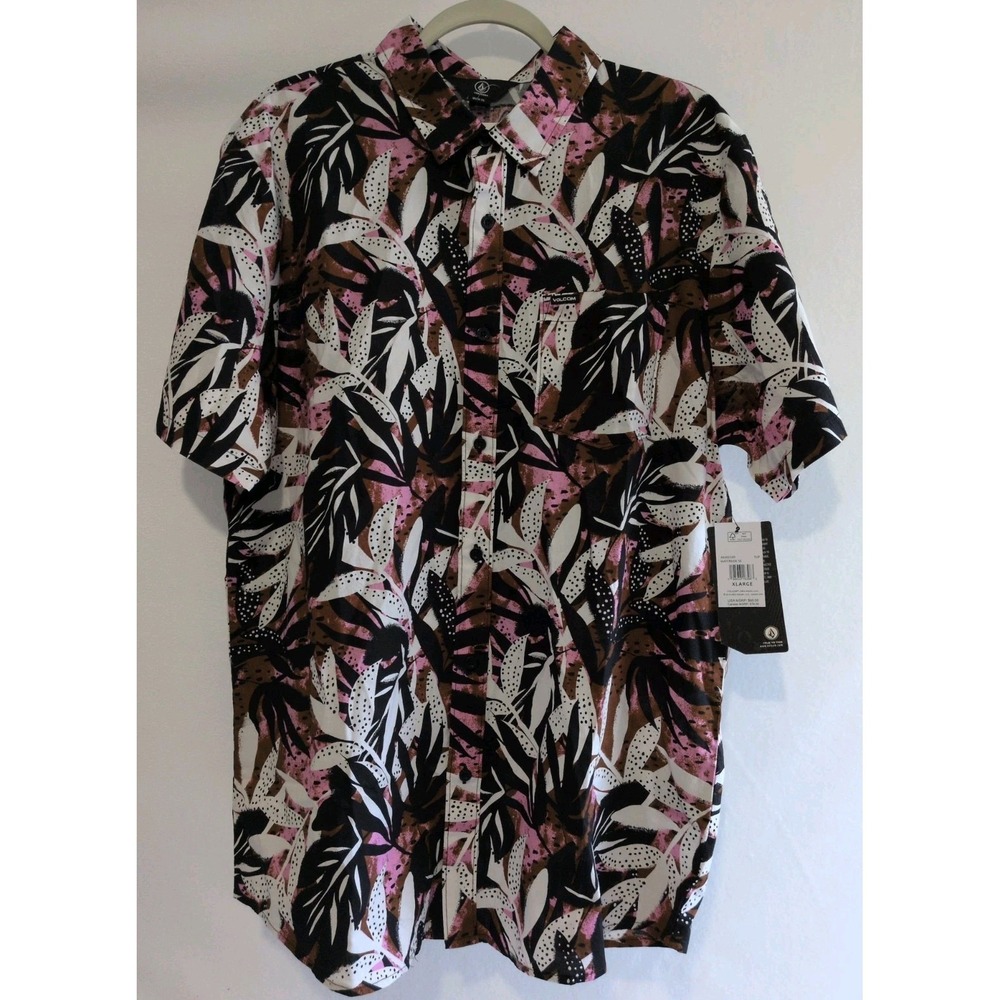 Volcom Men's Waterside Short Sleeve Button Up Shirt Multicolored Tropical XL NWT
